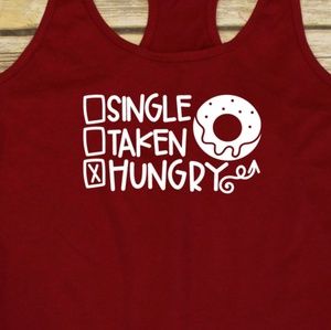 Single, Taken, Hungry, Donut - ladies red tank top